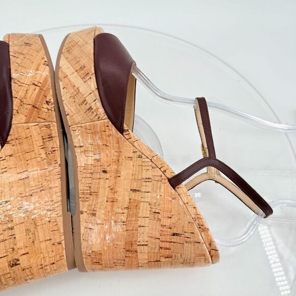 Stuart Weitzman Palmina Womens 8.5B Leather Platform Wedge Heel Sandals Brown - Picture 11 of 16